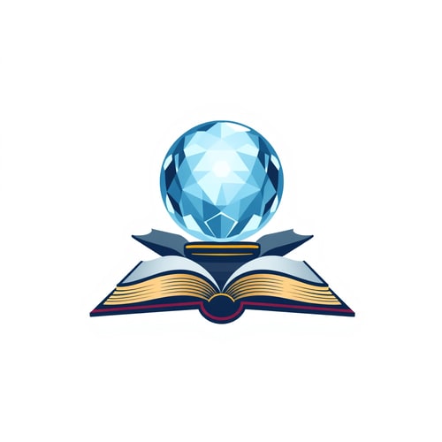 AI Design for Create a logo that contains crystal ball and book