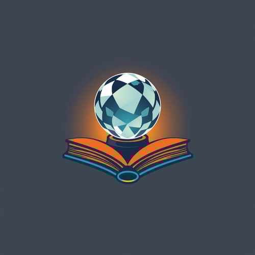 AI Design for Create a logo that contains crystal ball and book, the style should be flat