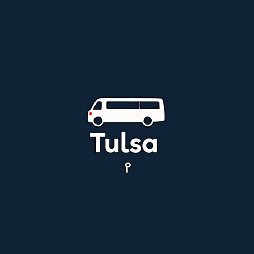 AI Design for modern design with icon for company Tulsa Company. sleek like uber. DO NOT use a bus icon. use typography