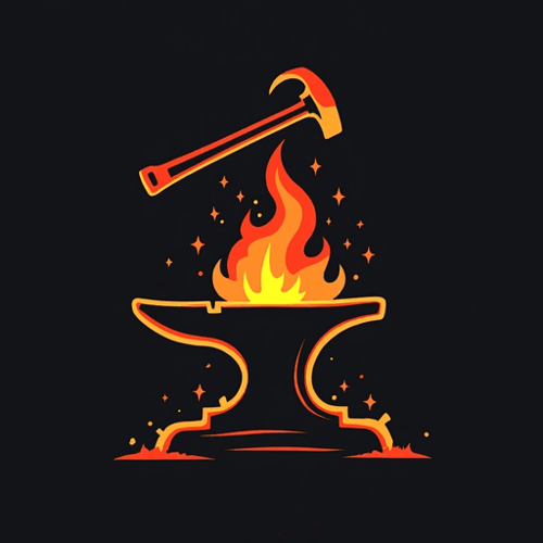 AI Design for logo for a blacksmith. contain a hammer and an anvil
