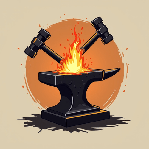 AI Design for logo for a blacksmith. contain a hammer and an anvil