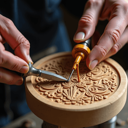 AI Design for turning spindle with a chisel taking carvings