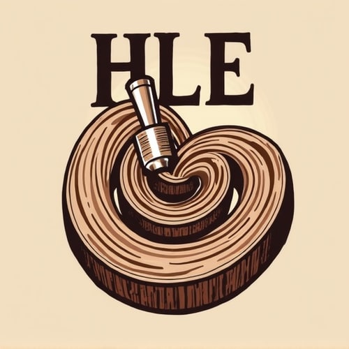 AI Design for I need a logo illustrating a piece of turning wood and a chisel taking carving from the spinning wood. The initials HLE has to be a part of the design