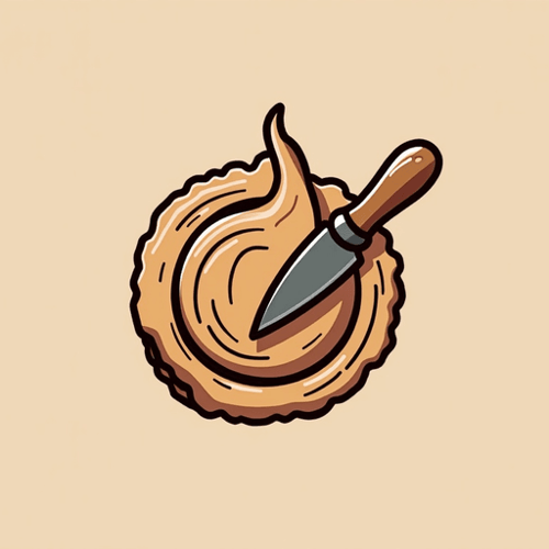 AI Design for I need a logo illustrating a piece of turning wood and a chisel taking carving from the spinning wood. The style is simple