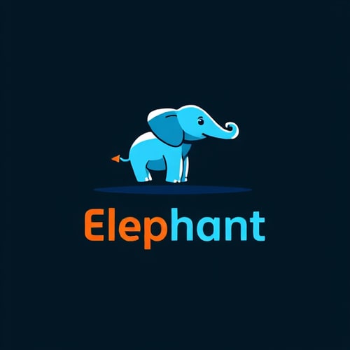 AI Design for colorful logo for hiding elephant. wordmark