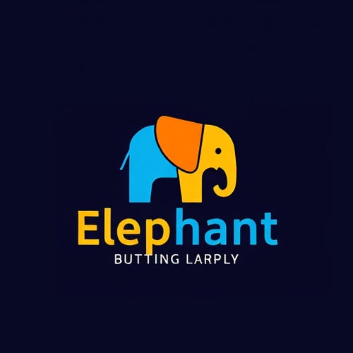 AI Design for colorful logo for hiding elephant. lettermark