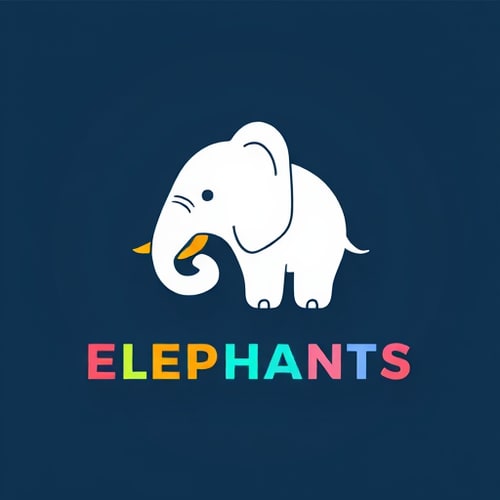 AI Design for colorful logo for hiding elephant. lettermark