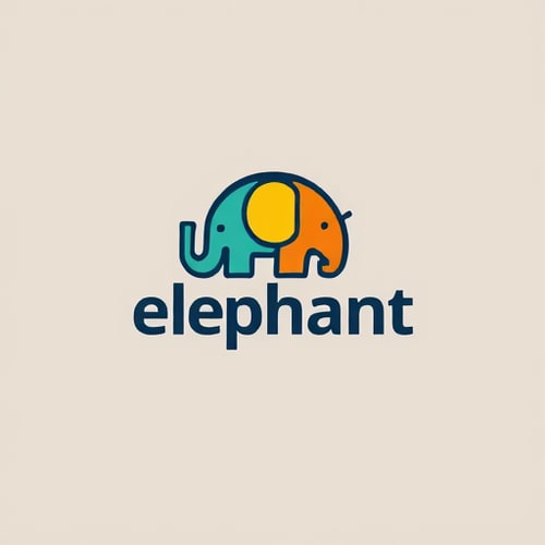 AI Design for colorful logo for hiding elephant. lettermark