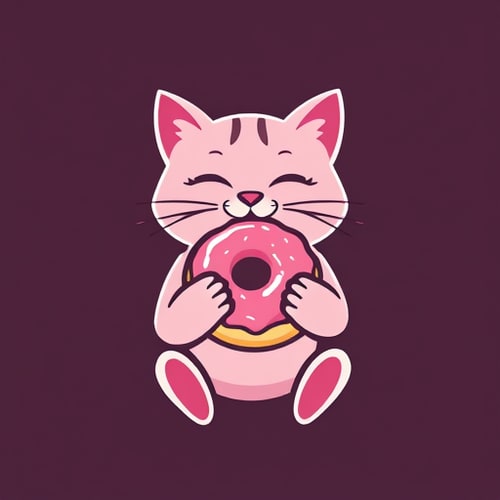 AI Design for pink donut held by cat