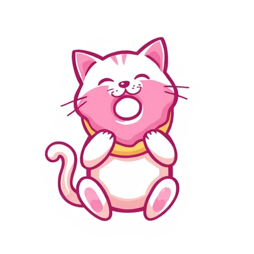 AI Design for pink donut held by cat