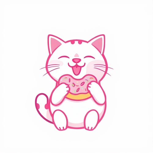 AI Design for pink donut held by cat