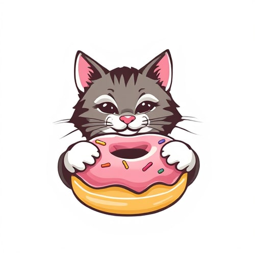 AI Design for realistic cat and donut 