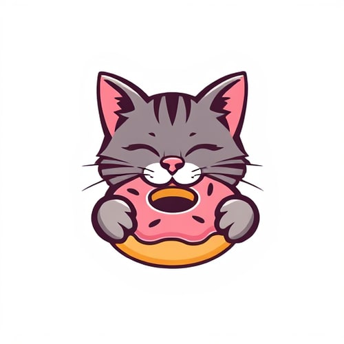 AI Design for realistic cat and donut 