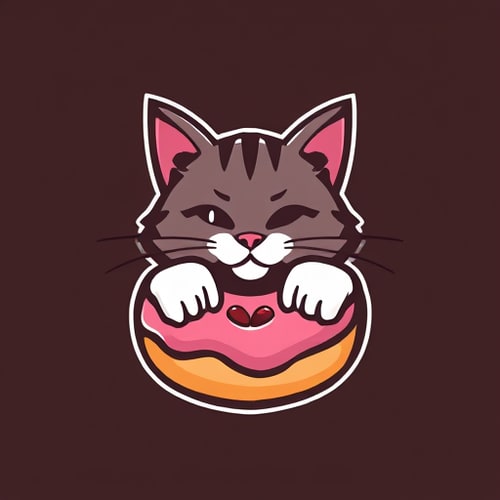 AI Design for realistic cat and donut 