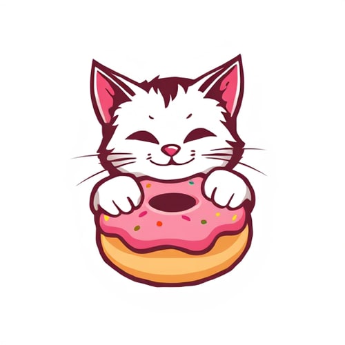 AI Design for realistic cat and donut 