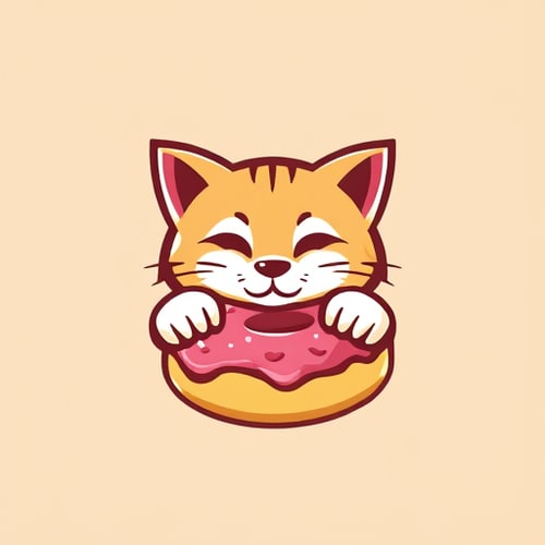 AI Design for realistic cat and donut 