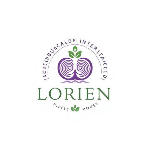 AI Design for “Design a logo for a company named Lorien, embodying values of Abundance, Stability, Visionary thinking, Magic, Community, and Grit. Use an ancient, solid font that feels strong and grounded, a central icon symbolizing tree rings and growth. The ‘O’ should have a small sprout or crown emerging organically, representing renewal and leadership. Integrate a subtle foundation at the bottom of the letters for stability, and add a soft, radiating pattern around the design to convey community and abundance. Include lilac accents for a mystical touch. The ‘O’ icon should also work well as a standalone symbol.”