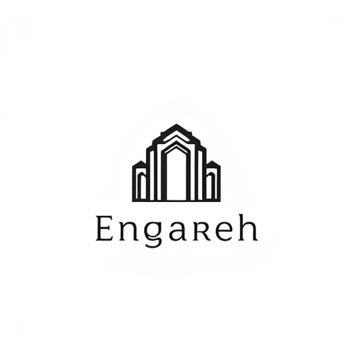 AI Design for create a logo for an architecture compnay, that represent iranian culture and art in this field. the name of office is "Engareh". i want the logo to connect the meaning of the name and the name and the iranian culture and art and architeture. i want the logo to be minimal and monochrome. it must be memoriabel, simple to read and easy to recgnize. and i want it to be eyecatching. 