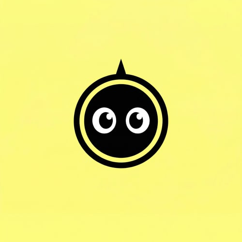 AI Design for Create a minimal flat mascot logo for a gaming YouTube channel named "AplaNiru".
Style: esports mascot, flat vector, bold, simple, modern.
Character: a small round black head with two expressive eyes.
Add a tiny sharp spike/hair on top to make the shape unique.
Color theme: black and yellow only.
Background: yellow.
Character: black.
Eyes should be simple and changeable for different emotions (angry, funny, scared, happy).
No text. No gradients. No shadows. Clean vector logo.
Centered composition. High contrast. Professional esports style.
