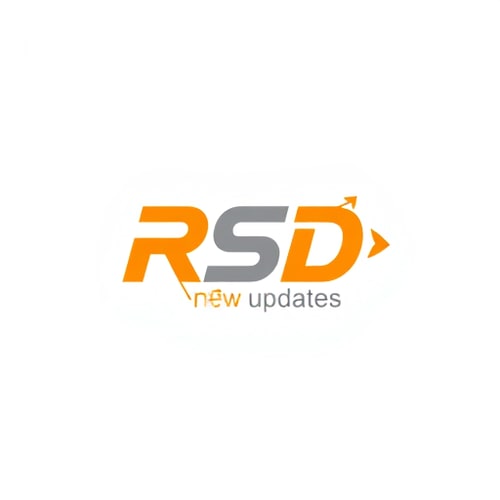 AI Design for Create a flat vector, illustrative-style lettermark logo design for a social media channel named 'New updates RSD', featuring a sleek arrangement of the letters 'RSD' that appears as if it's in motion, integrated with arrows to represent continuous updates. Use bright orange and cool gray colors to characterize energy and professionalism against a white background. Do not show any realistic photo detail shading.