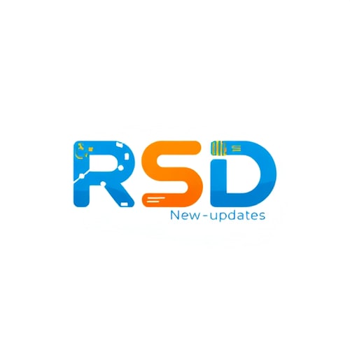 AI Design for Create a flat vector, illustrative-style wordmark logo design for a social media channel named 'New updates RSD', where the 'RSD' is stylized with a modern typeface and interconnected letters, suggesting connectivity and updates. Use vibrant blue and orange colors symbolize technology and engagement against a white background. Do not show any photo detail shading.