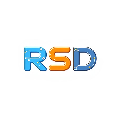 AI Design for Create a flat vector, illustrative-style wordmark logo design for a social media channel named 'New updates RSD', where the 'RSD' is stylized with a modern typeface and interconnected letters, suggesting connectivity and updates. Use vibrant blue and orange colors symbolize technology and engagement against a white background. Do not show any photo detail shading.
