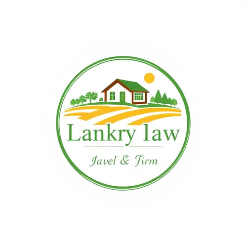 AI Design for circle logo, with house farm and field, Law firm, write "lankry law" focus on agriculture and real estate market. colors green, brown and yellow. warm colors.