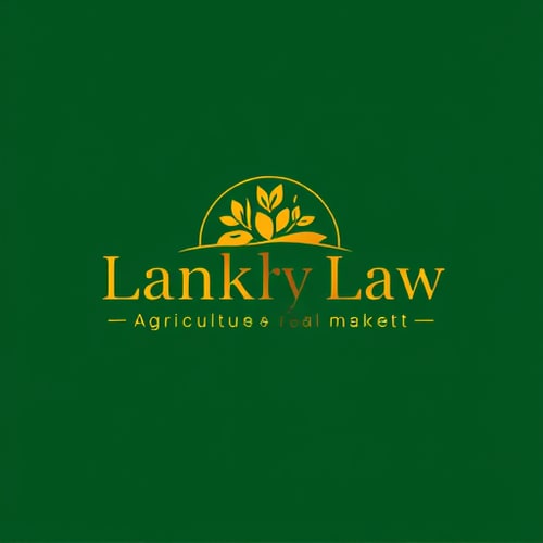 AI Design for law firm, write "lankry law" focus on agriculture and real estate market. colors green, brown and yellow. warm colors.