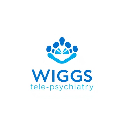 AI Design for Business Name “Wiggs Tele-Psychiatry”, Business Nature / Industry “health care and physician”, Business Description “Tele-Psychiatry”, Specific type of color i would want to see in my Logo “Black and shades of Blue”