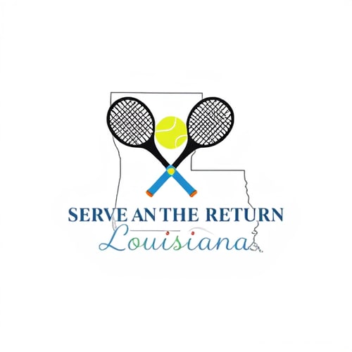 AI Design for Create a logo for Business Name “Serve and Return Louisiana”, Business Nature / Industry “Sports”, Business Description “Tennis Organization”, Concept of how i want my logo to be designed “Would like to see idea of two tennis racquets and tennis ball in shape of a louisiana fleur de lis within the state map if possible.”, Specific type of color i would want to see in my Logo “Tennis ball yellow/ green and softer baby blue , black”, Look and Feel of my Logo “Professional”