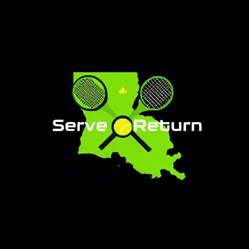 AI Design for Create a logo for Business Name “Serve and Return Louisiana”, Business Nature / Industry “Sports”, Business Description “Tennis Organization”, Concept of how i want my logo to be designed “Would like to see idea of two tennis racquets and tennis ball in shape of a louisiana fleur de lis within the state map if possible.”, Specific type of color i would want to see in my Logo “Tennis ball yellow/ green and softer baby blue , black”, Look and Feel of my Logo “Professional”