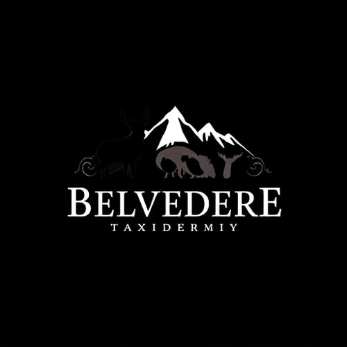 AI Design for Create a logo for Business Name “Belvedere Mountain Taxidermy”, Business Products / Services “Taxidermy & tanning services on a variety of game including large game, small game, fish and birds”, specific type of graphical element i would want to see in logo “Mountain range in the back, with a deer silhouette, fish silhouette, Turkey silhouette”, specific type of color i would want to see in Logo “Mostly black”, Look and Feel of Logo “Professional”