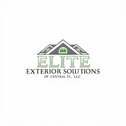AI Design for Business Name “ELITE EXTERIORS SOLUTIONS OF CENTRAL FL LLC”, Business Nature / Industry “construction”, Business Products / Services “Siding, Soffit and Fascia Installation and Repair”, Graphical element i would want to see in my logo “A house or a building’s exterior”, Specific type of color i would want to see in my Logo “Grey, White, Green, Black”, FONT style i want to see in my Logo “Fancy and Signature”.