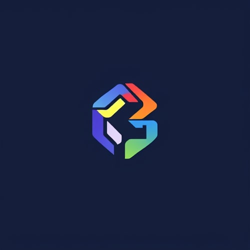 AI Design for an abstract logo of geometric shapes, for a trendy technological APP with only 2 colors