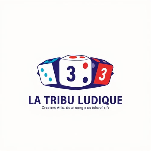 AI Design for Create a logo that contains 3 dice of similar colors with the number 3 3 and 3 for a community called "LA TRIBU LUDIQUE" which aims to unite and bring together creators of board games in order to positively change the world on its scale.