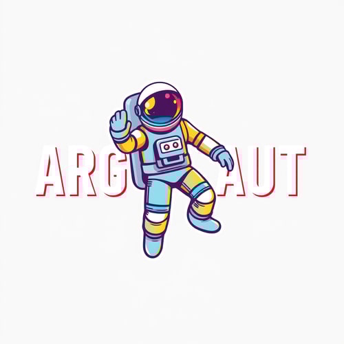 AI Design for use a colorful 3d astronaut to reference an argonaut. Logo should show innovation and leading forward. make it playful but keep the professional tone