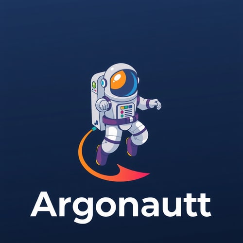 AI Design for use a colorful 3d astronaut to reference an argonaut. Logo should show innovation and leading forward. make it playful but keep the professional tone