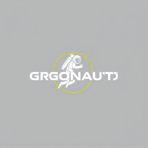 AI Design for expand ideas, use a gray background with white and yellow lines for logo. You can use the image of a comic argonaut or astronaut to make reference to the company name. Suggest ideas for posing of the logo to demonstrate moving forward and leading
