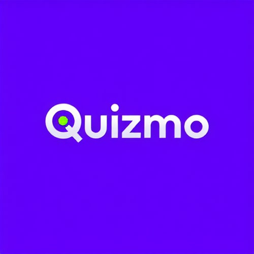 AI Design for Design a logo for a trivia game called Quizmo. The app features users competing in knowledge-based challenges, earning points, and climbing a leaderboard. At the end of each sprint, the top player wins a real cash prize. The logo should use the Clash Grotesk typeface for the word ‘Quizmo,’ with a modern and bold style. Use a vibrant purple color palette, incorporating gradients or complementary shades to convey excitement. Highlight the concept of real money rewards subtly, perhaps by integrating a money symbol or dollar sign in the design. The style should be clean, minimalist, and visually striking, optimized for high visibility on iOS devices.