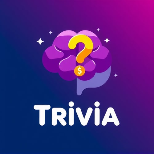 AI Design for Design a logo for a trivia game app that visually represents the concept of knowledge, competition, and prizes without including any text. The design should combine elements like a brain, a question mark, and symbols of monetary rewards such as coins or dollar signs. The style should be either low poly or fantasy art, featuring vibrant purple tones with gradients and complementary colors for depth. The design should be clean, modern, and visually engaging