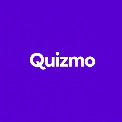 AI Design for Design a logo for a trivia game called Quizmo. The app features users competing in knowledge-based challenges, earning points, and climbing a leaderboard. At the end of each sprint, the top player wins a real cash prize. The logo should use the Clash Grotesk typeface for the word ‘Quizmo,’ with a modern and bold style. Use a vibrant purple color palette, incorporating gradients or complementary shades to convey excitement. Highlight the concept of real money rewards subtly, perhaps by integrating a money symbol or dollar sign in the design. The style should be clean, minimalist, and visually striking, optimized for high visibility on iOS devices.