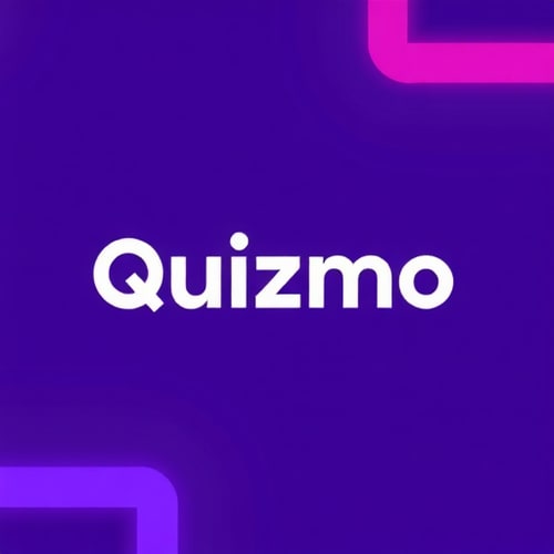 AI Design for Design a logo for a trivia game called Quizmo. The app features users competing in knowledge-based challenges, earning points, and climbing a leaderboard. At the end of each sprint, the top player wins a real cash prize. The logo should use the Clash Grotesk typeface for the word ‘Quizmo,’ with a modern and bold style. Use a vibrant purple color palette, incorporating gradients or complementary shades to convey excitement. Highlight the concept of real money rewards subtly, perhaps by integrating a money symbol or dollar sign in the design. The style should be clean, minimalist, and visually striking, optimized for high visibility on iOS devices.
