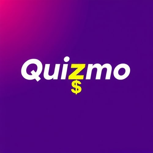 AI Design for Create a striking and dynamic logo for a trivia game called ‘Quizmo’ that highlights the themes of competition, excitement, and rewards. The word ‘Quizmo’ should be prominently displayed in a bold and modern Clash Grotesk typeface. Use a vibrant purple gradient as the primary color, accented with rich gold and luminous yellow tones to emphasize the prize-driven aspect of the game. Integrate a powerful symbol that combines a question mark with a dollar sign or a cash stack, seamlessly blending the concepts of knowledge and monetary rewards. The logo should exude energy, convey a sense of challenge and fun, and stand out with a clean yet impactful aesthetic.