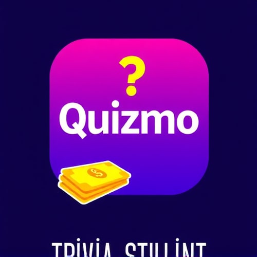 AI Design for Design an app icon for a trivia game called Quizmo. The app focuses on knowledge-based challenges where users compete for points and climb a leaderboard, with the top player at the end of each sprint winning a real cash prize. The icon should prominently feature the word ‘Quizmo’ in the Clash Grotesk typeface, styled in a bold and modern way. Use a vibrant purple color palette with gradients, complemented by gold or yellow accents to symbolize the cash rewards. Incorporate subtle yet impactful elements such as a dollar sign, or cash stack integrated creatively with a question mark. The design should feel fun, competitive, and reward-driven, with a clean and minimalist aesthetic icon design