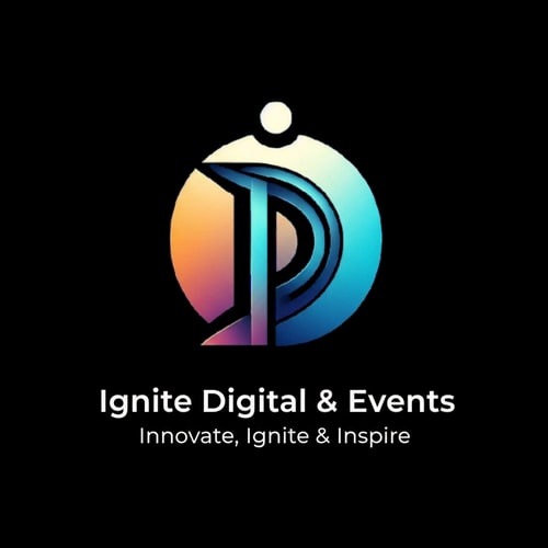 AI Design for this is the logo add a line Ignite Digital & Events Innovate, Ignite & Inspire in logo