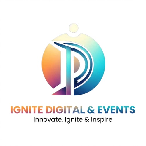 AI Design for in this logo add a text a Ignite Digital & Events and tagline Innovate, Ignite & Inspire this in logo create