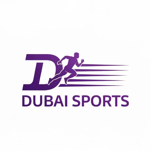 AI Design for Conceptual Description: The Dubai Sports logo embodies the dynamic spirit of athleticism while celebrating Dubai's identity as a global sports hub. The design features a stylized 'D' that curves gracefully to form a track-like path, symbolizing Dubai's journey toward sporting excellence. Within this path, a runner in full motion represents the energy, determination, and forward momentum of Dubai's sports community. The horizontal lines trailing behind the runner convey speed and progress, reflecting the emirate's rapid development in the sports sector. The typography combines modern elements with subtle Arabic-inspired curves, bridging tradition and innovation - a core value of Dubai's vision. The purple color palette represents ambition, creativity, and luxury, aligning with Dubai's premium positioning on the world stage. This logo is designed to inspire athletes and fans alike while being versatile enough for applications across all media formats and sizes.