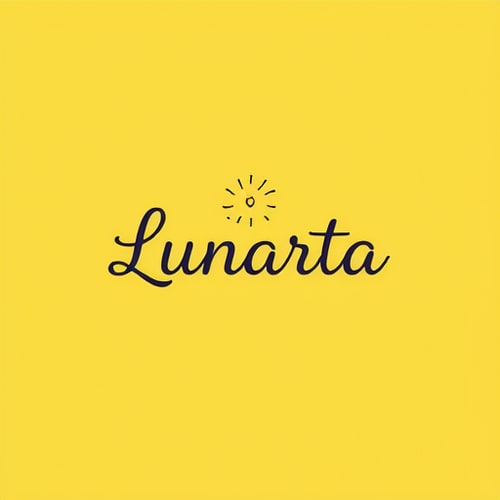 AI Design for brand name "Lunarta", simple, cute, contemporary, feminine with a yellow background, without a slogan, sweet, happy, cheerful 