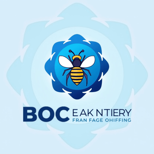 AI Design for a Bee incorporated into a laundry design like a front loading washing machines with a modern and technological feel. Colors in the blues and whites