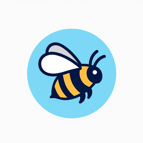 AI Design for a Bee incorporated into a laundry design like a front loading washing machines with a modern and technological feel. Colors in the blues and whites